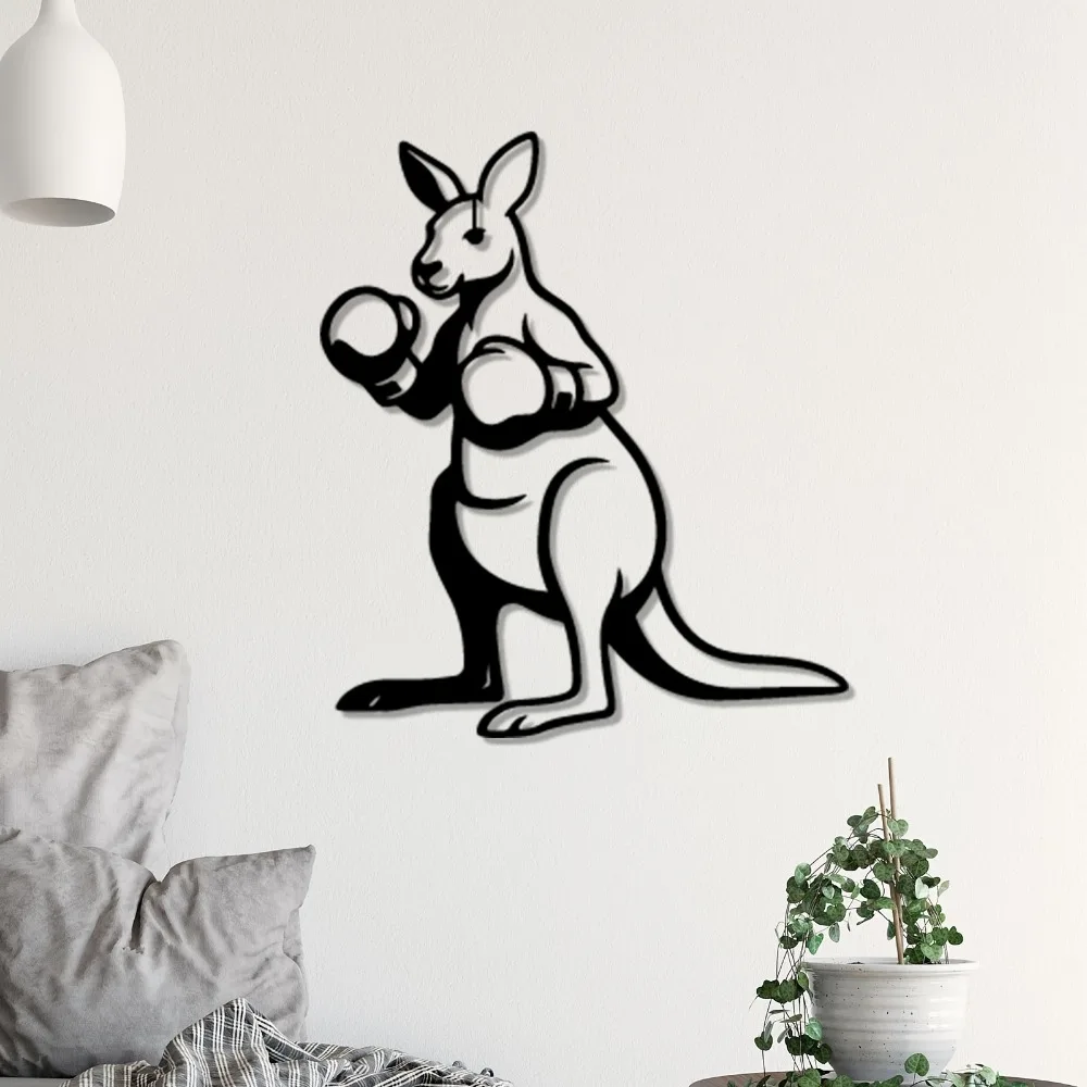 CIFBUY Metal Wall Art Iron Hanging Decor 2D Sculpture Wildlife Kangaroo For Home Garden Indoor Outdoor Fence Rustic Accent