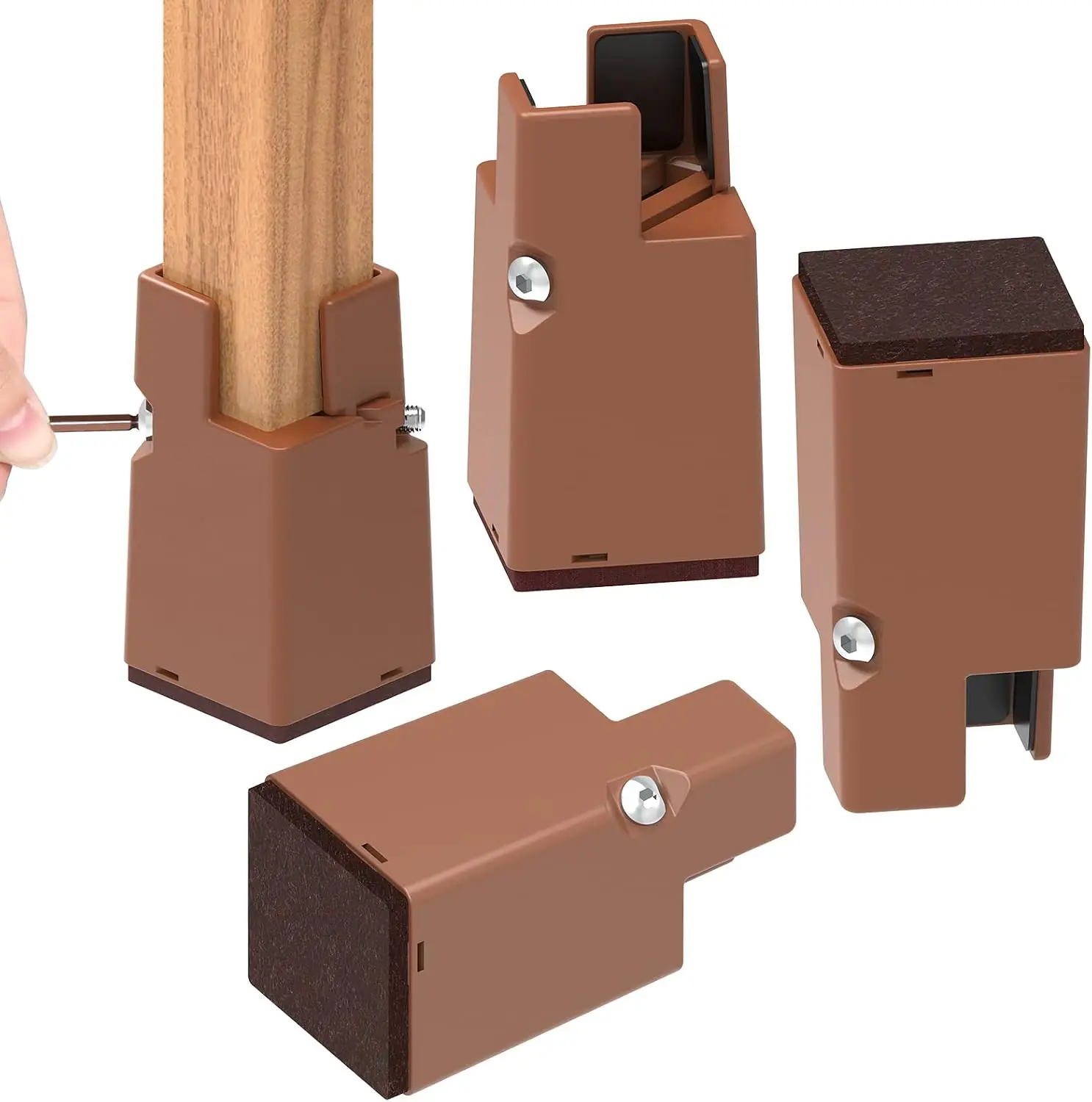 4PCS 2-Inch Adjustable Chair Risers with Screw Clamp for Sofa Tables And Bed Furniture Stabilizers Only for Right Angle Legs