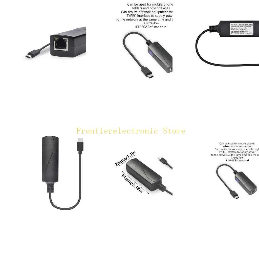 G8DB 10/100Mbps PoE to USB C Driver Converter PoE to Type C Power Output Ethernet