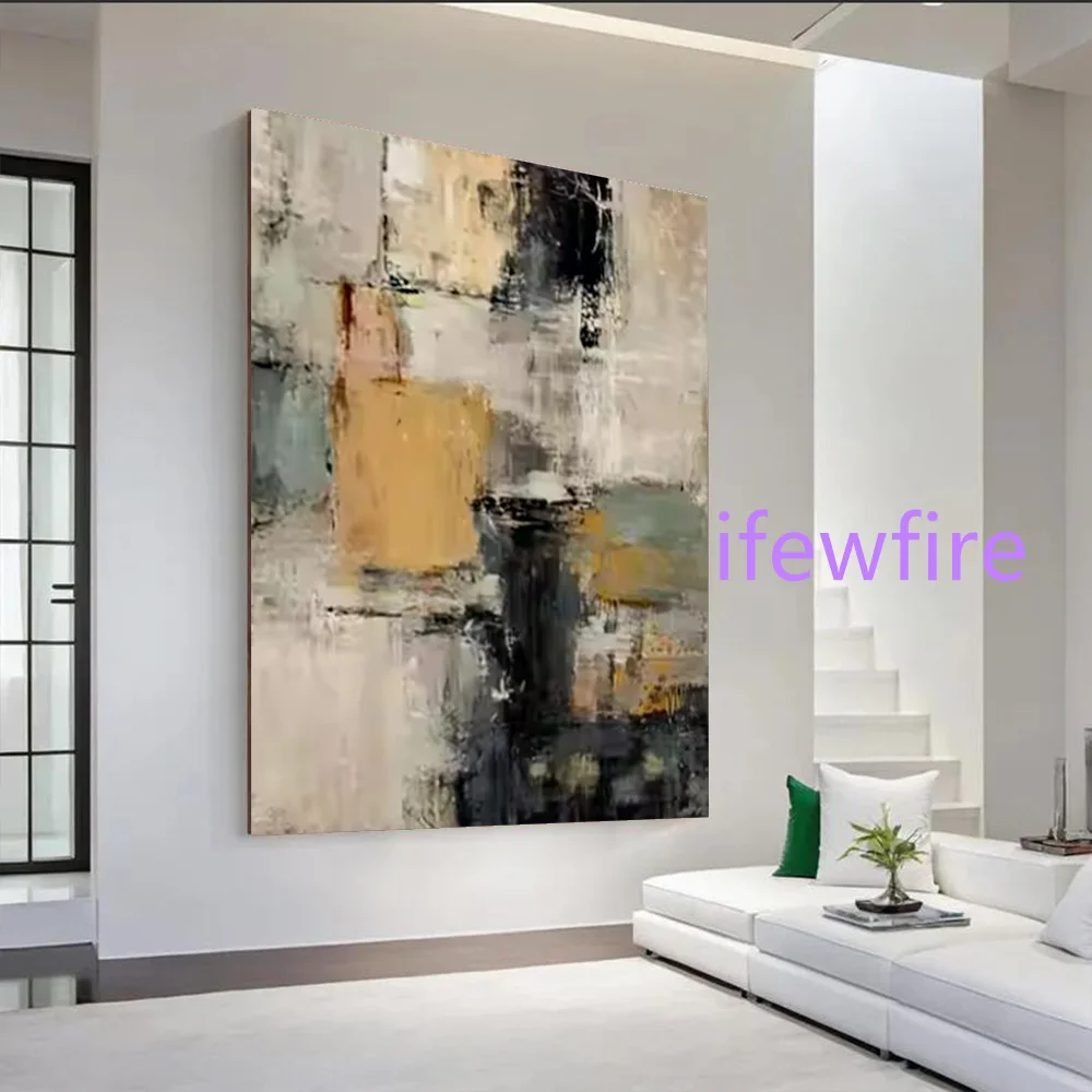 Modern Unique Handmade Abstract Oil Painting - Deep Gray Gradient Texture Canvas Wall Art Picture for Living Room Decor Image