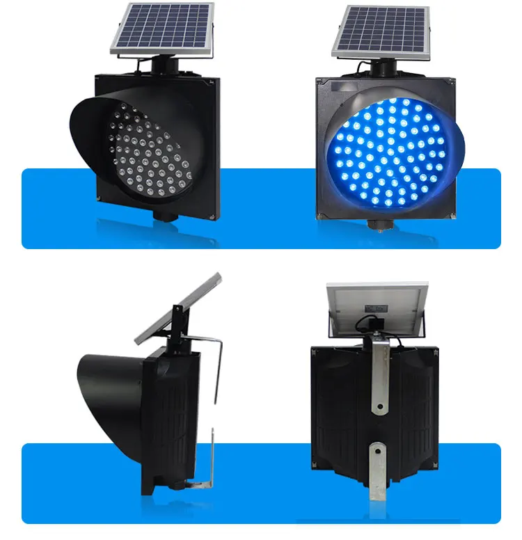 Solar Powered Blue LED Flashing Warning Light 300 Mm for Road Construction Traffic Control Solar Powered Safety Equipment