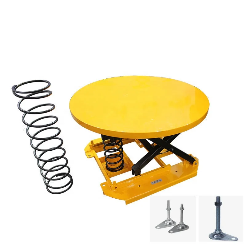 2000KG Spring Scissors Pallet Positioner Lift with foot adjuster solid table surface