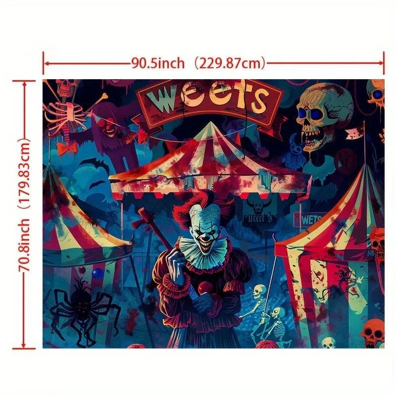 Joker and skull patterns, vibrant circus tent design, perfect for decorating parties and streaming live broadcasts