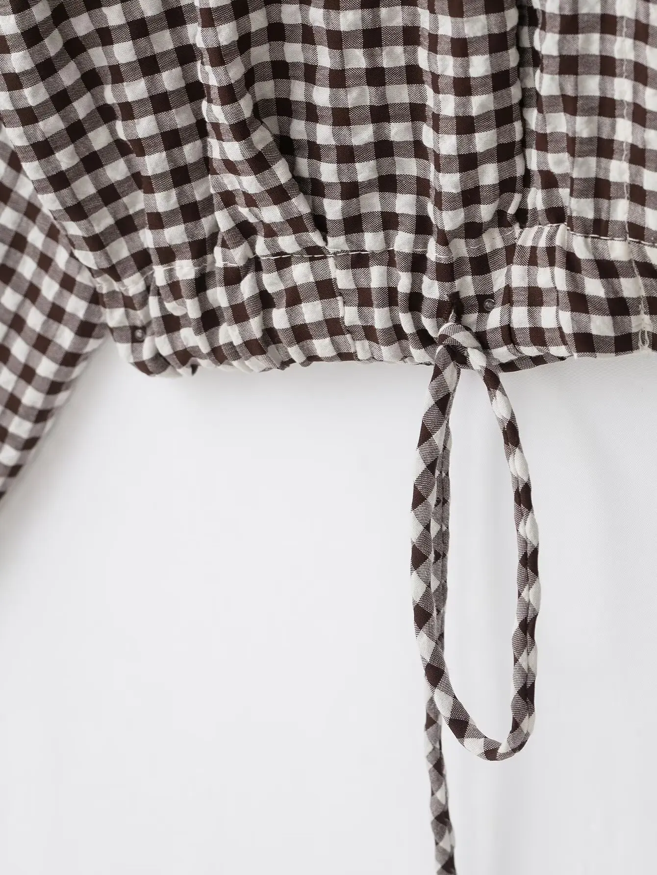 2026 Neue Damen Kurzarm-Bluse mit Langen Ärmeln, Stilvolle Karierte Freizeitbluse für Herbst und Frühling, Elegante Oberteile mit Stehkragen und Knöpfen – Detail 11