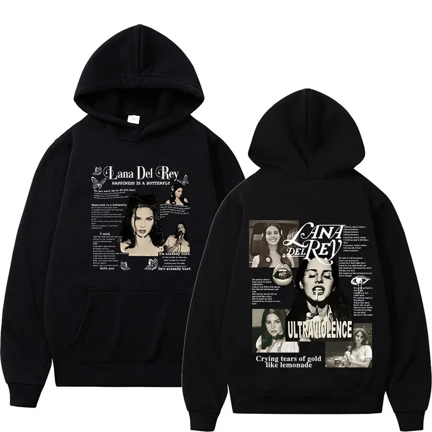 Singer Lana Del Rey Retro Pullover Hoody Ultraviolence Music Album Fashion Sweatshirt Men Women Hip Hop Hoodie Fleece Streetwear