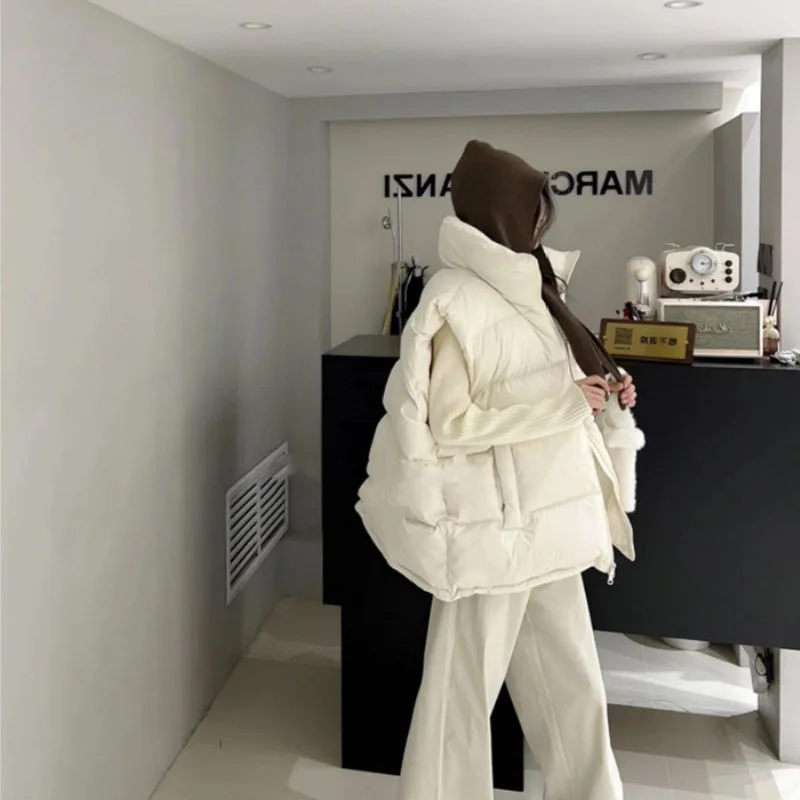 2025 New Stand Collar Thickened High Quality Down Women's Waistcoat Winter Casual Solid Color Warm 90 White Duck Down Vest H632