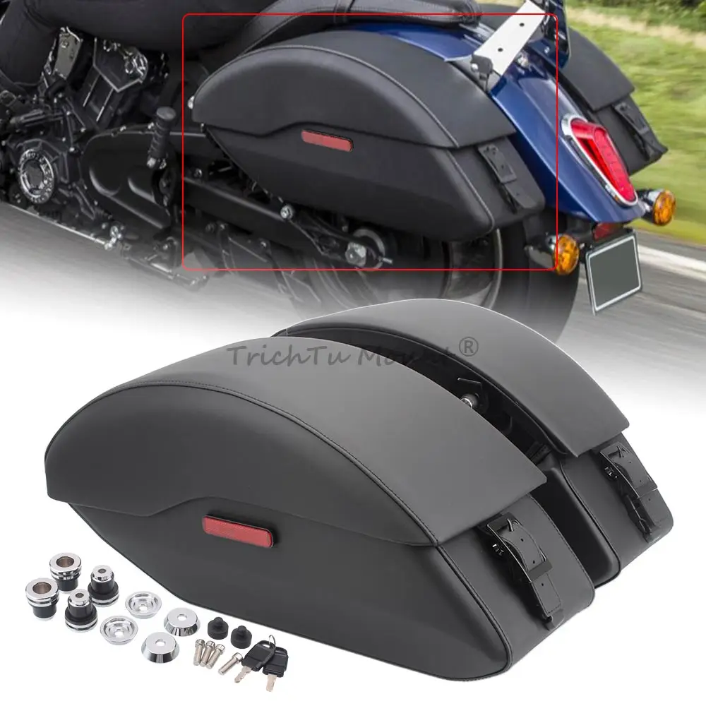 

1 Pair Black Quick Release Saddlebags Side Box with Mount Spools Kit for Indian Scout 2015-2023/ Scout Sixty 2016-2023