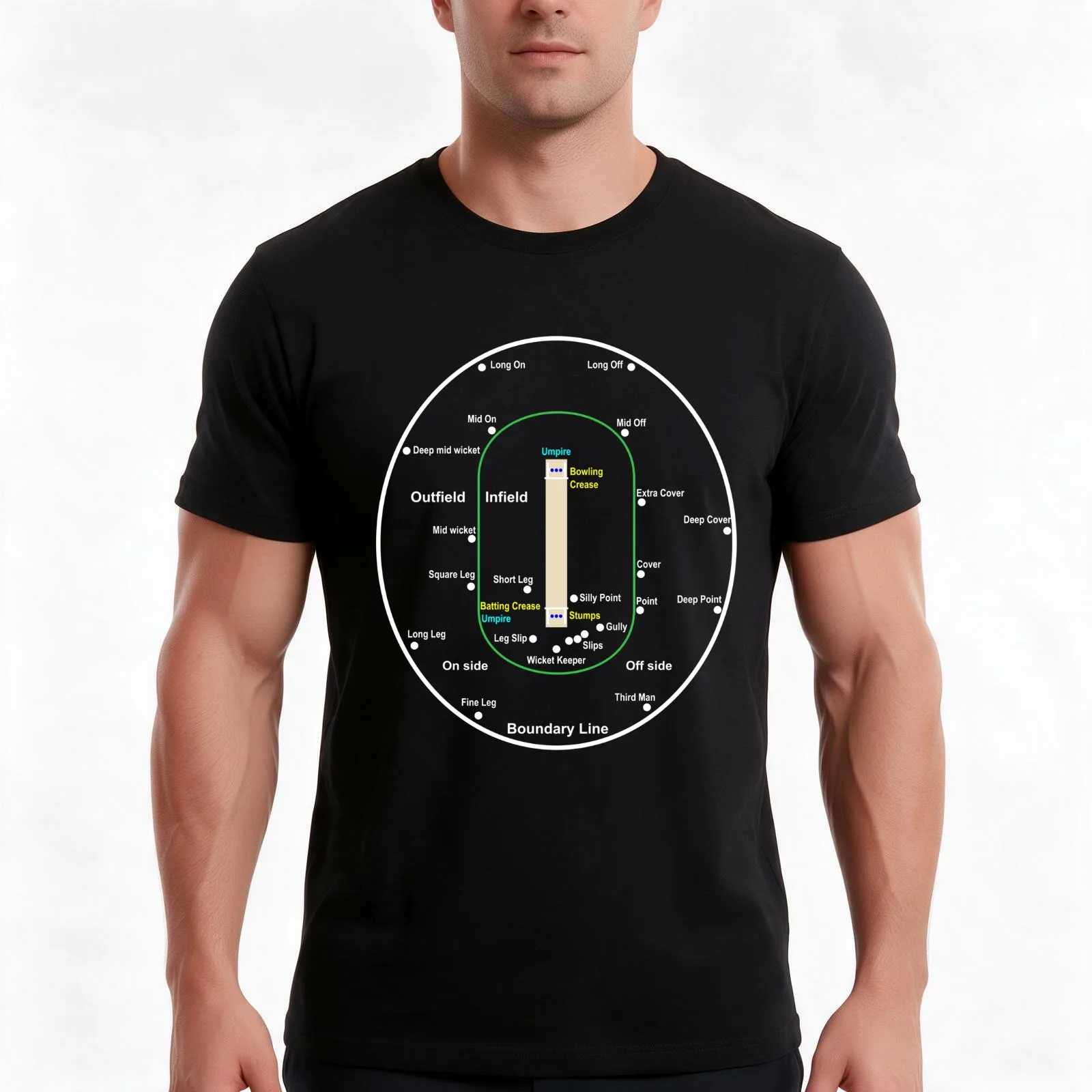 Cricket Pitch Layout T-Shirt, Summer Casual Cotton Tee, Oversized Streetwear Tops, Vintage Graphic Print, Loose Fit Short Sleeve