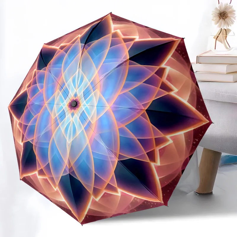 

Автоматический зонт-мандала с 8-спицевой прочной рамой, функцией автоматического открывания/закрывания и ручным управлением, цвет бирюзовый, 1 шт.