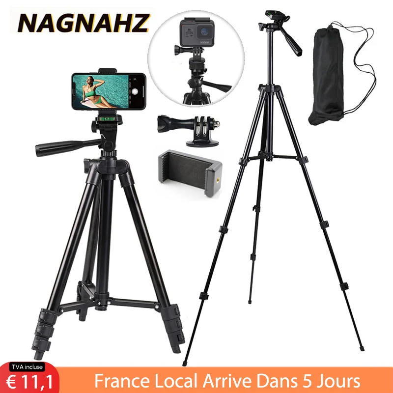 NA-3120 Trépied de téléphone 100 cm pour smartphone Xiaomi HUAWEI iPhone avec télécommande sans fil et support de téléphone portable pour appareil photo universel Trépied léger Support de diffusion en direct
