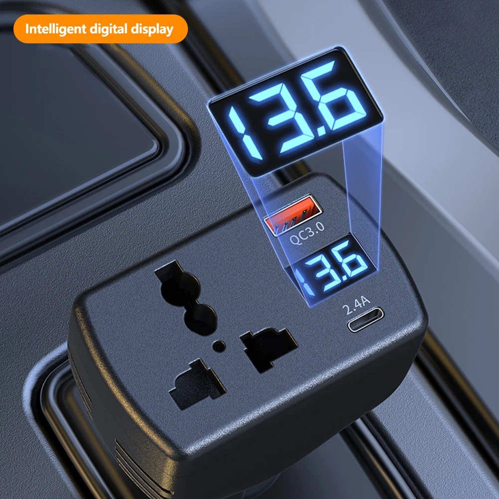 150 واط محول طاقة السيارة المحمولة تيار مستمر 12 فولت/24 فولت إلى التيار المتناوب 220 فولت ولاعة السجائر محول مع QC3.0 USB شاحن سريع محول طاقة #5