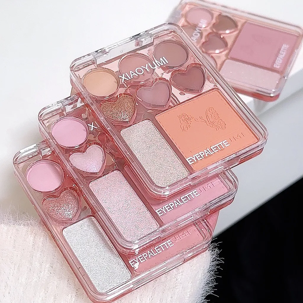 Achtfarbige Lidschattenpalette mit Licht – erdtönen, niedrige Sättigung, hochglänzende Perlglanzfarbe, einfach anzubringen