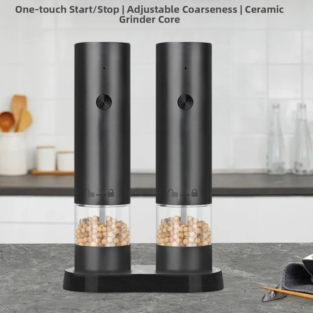

Adjustable Coarseness Electric Salt Grinder Ceramic Core One Click Start Automatic Spices Grinder Sealed Large Capacity