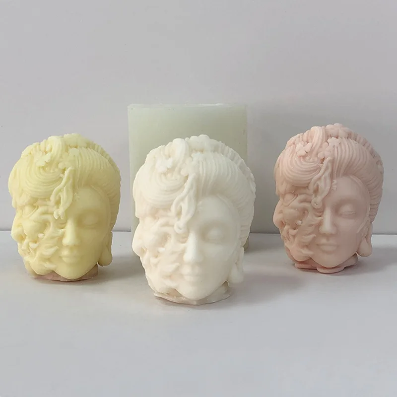 

Double Face Portrait Candle Decor Silicone Mold Handmade Devil and the Beauty Abstract Scented Candle Gypsum Mould Decor Gifts