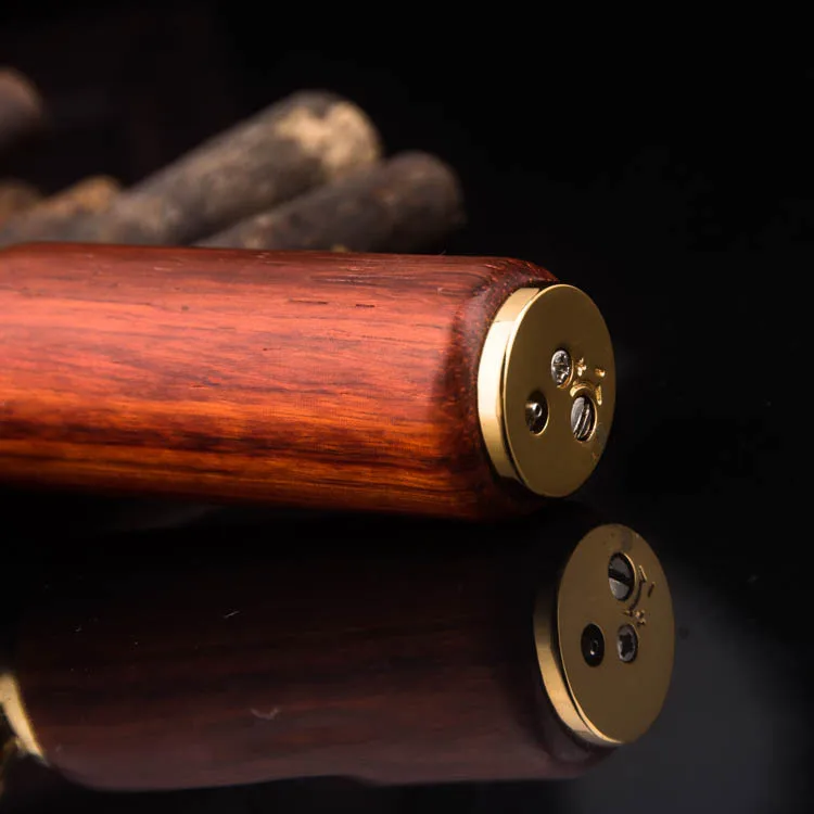 Creative Cylindrical Lighter Rhino Horn Red Sandalwood Pipe Lighter Grinding Wheel Ignition Easy Ignite For Men