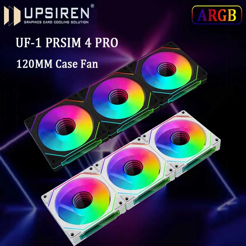 UPSIREN UF-1 프리즘 4 프로 컴퓨터 섀시 선풍기, ARGB 4 핀 PWM 저소음 냉각 선풍기, 12V 대용량 풍량 45.2CFM/600-1500RPM, 12cm