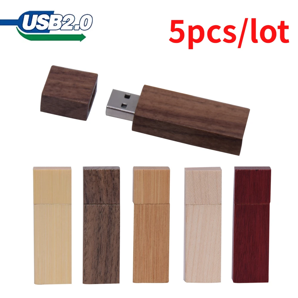 

5pcs/lot Usb 2.0 Stick 64GB Custom logo Wooden Flash Drives 32GB Pendrive Free Shipping U Disk 16GB 8GB 4GB Memory Stick