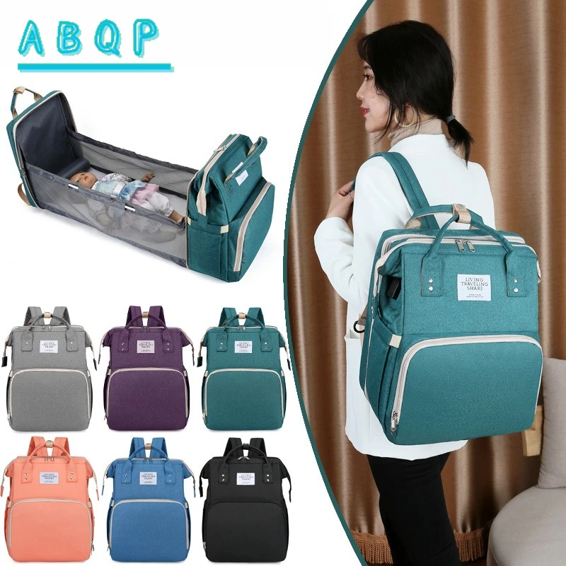 Diaper Bag Backpack Stylish Portable Folding Lightweight Baby Bag USB Large Capacity Baby Diaper Bag Backpack Multifunctional