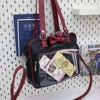 Jk Uniform Shoulder Bag Aesthetic Japanese Style Ita Bags Women Lolita Itabag Bow Pu Leather Transparent Pain Handbag Cute Purse