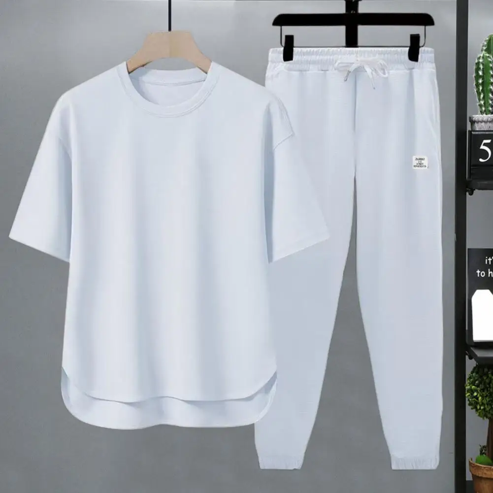 Summer Tracksuits Men Large Size 3XL Summer Solid Color Sets Fashion Casual T-shirts Shorts Suits Male