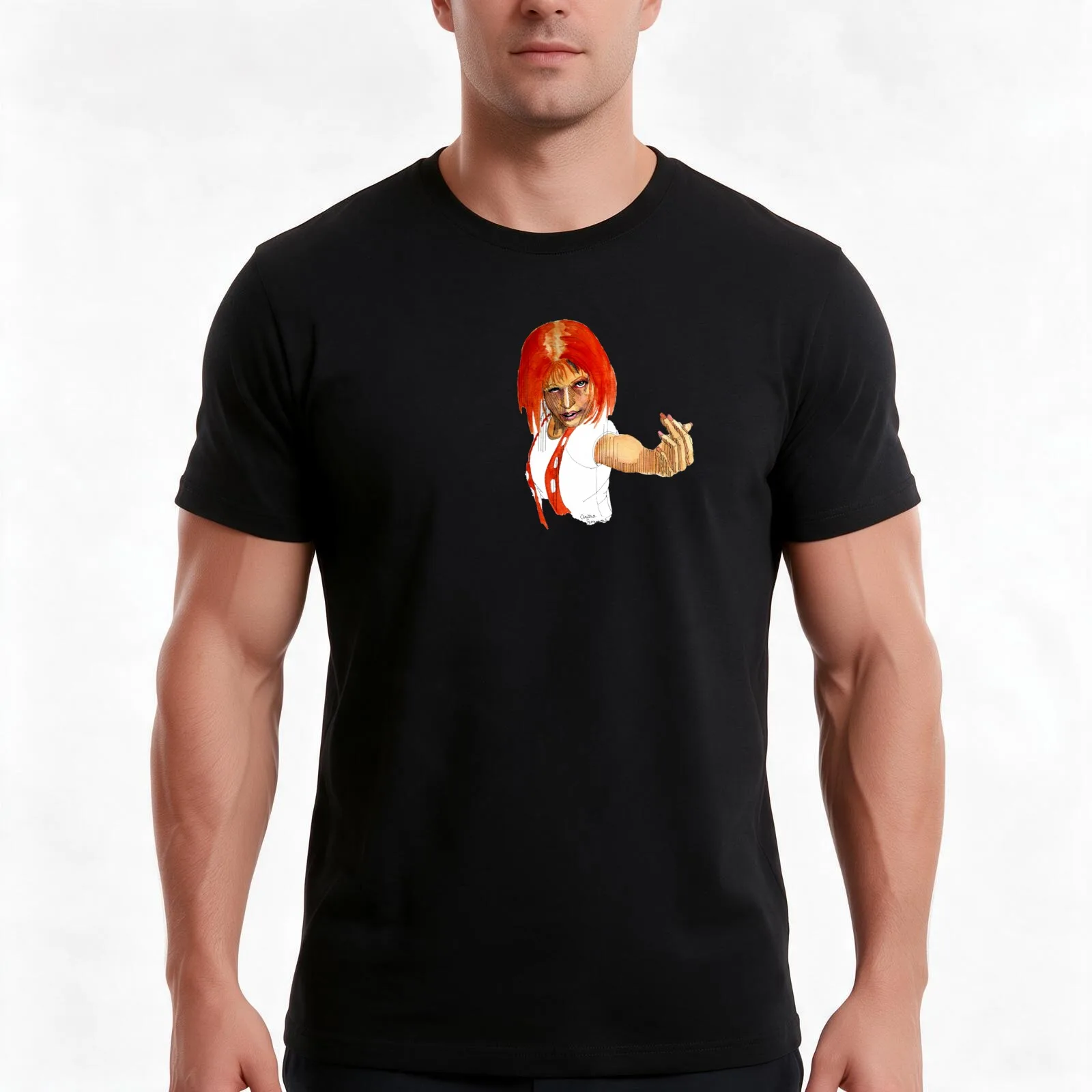 Leeloo 5th Element by Anitra Simmons T-Shirt, Summer Casual Cotton Tee, Oversized Streetwear Tops, Vintage Graphic Print