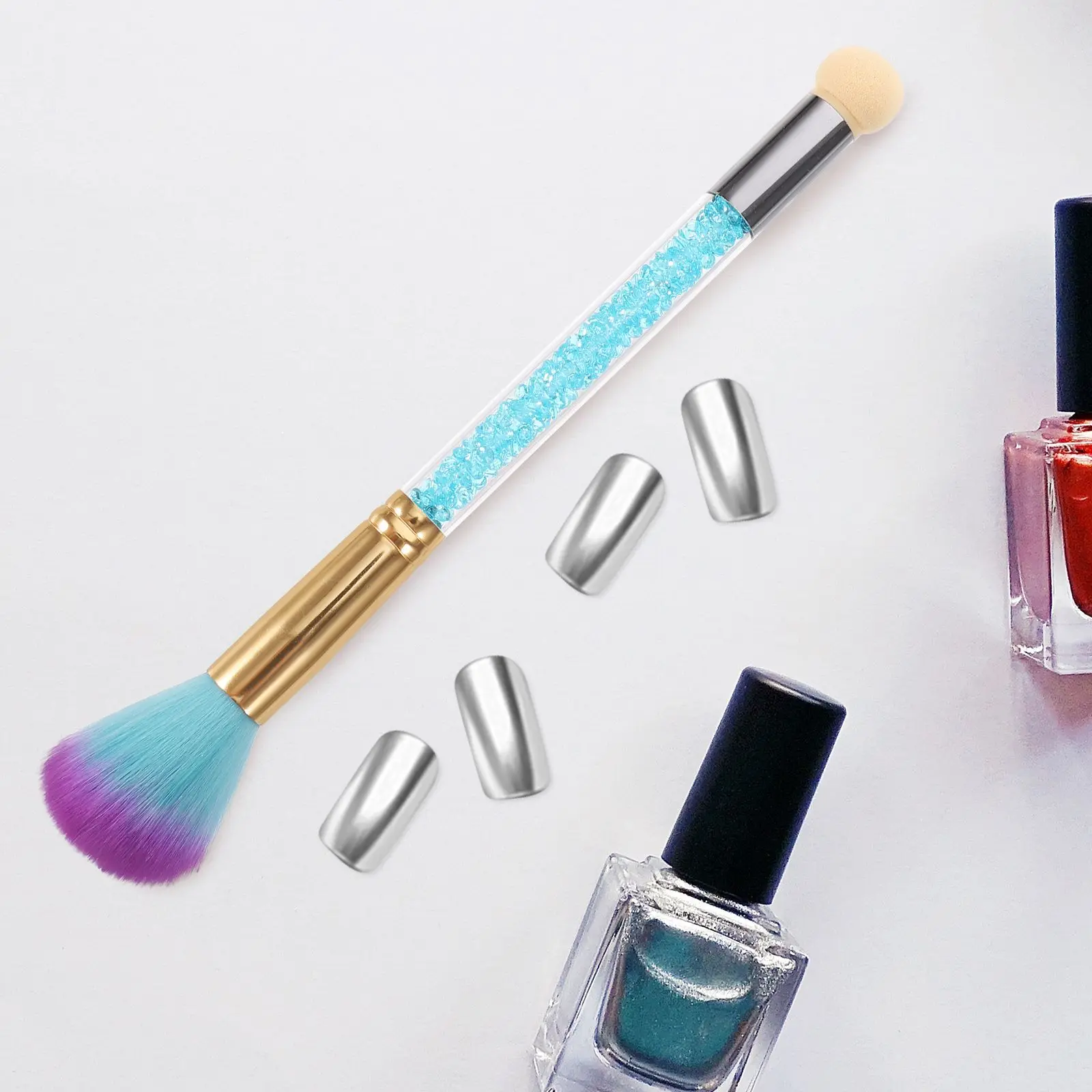 Dwugłowe pędzle do paznokci do czyszczenia kurzu Narzędzia do manicure paznokci Przenośny zestaw pędzli do makijażu