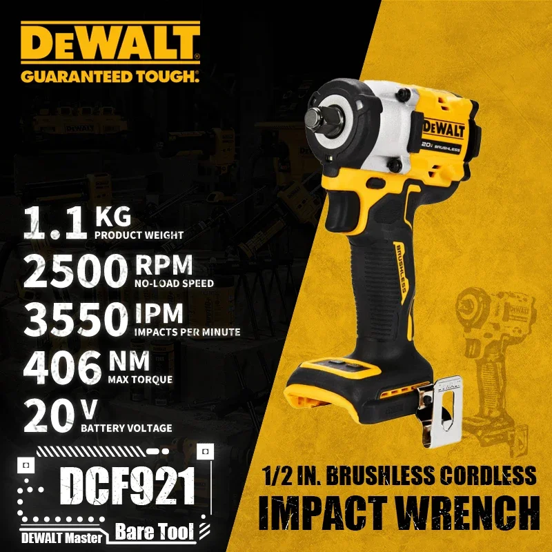 Dewalt ATÓMICO, DCF921™Chave de Impacto sem Fio com Bigorna de Anel Quente, Ferramentas Elétricas de Lítio, Ferramenta Bare, 1 in, 2in, 20V