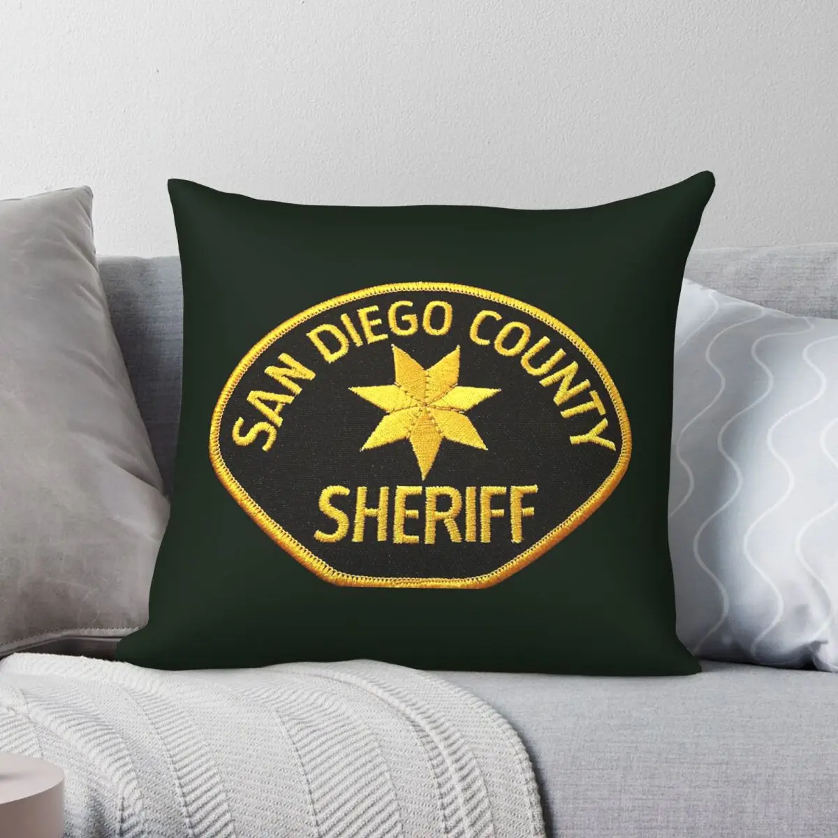 San Diego California Sheriff Square Pillowcase Polyester Linen Velvet Printed Zip Decor Pillow Case Bed Cushion Cover