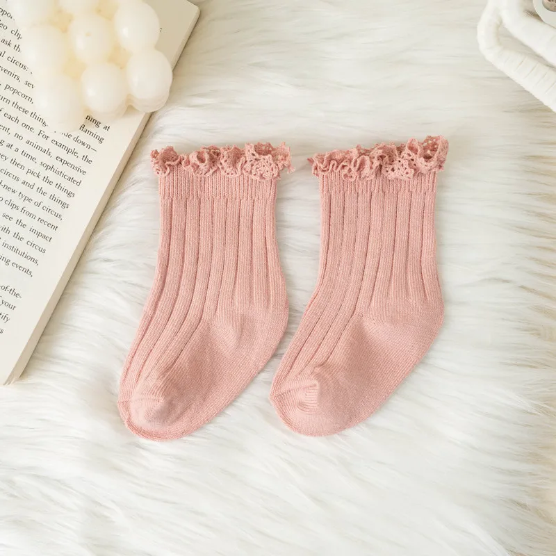 Ruffle Kids Short Socks Baby Girls Toddlers Cute Soft Cotton Sock Lace Flower Children School Uniform Socks For 0-8 Years