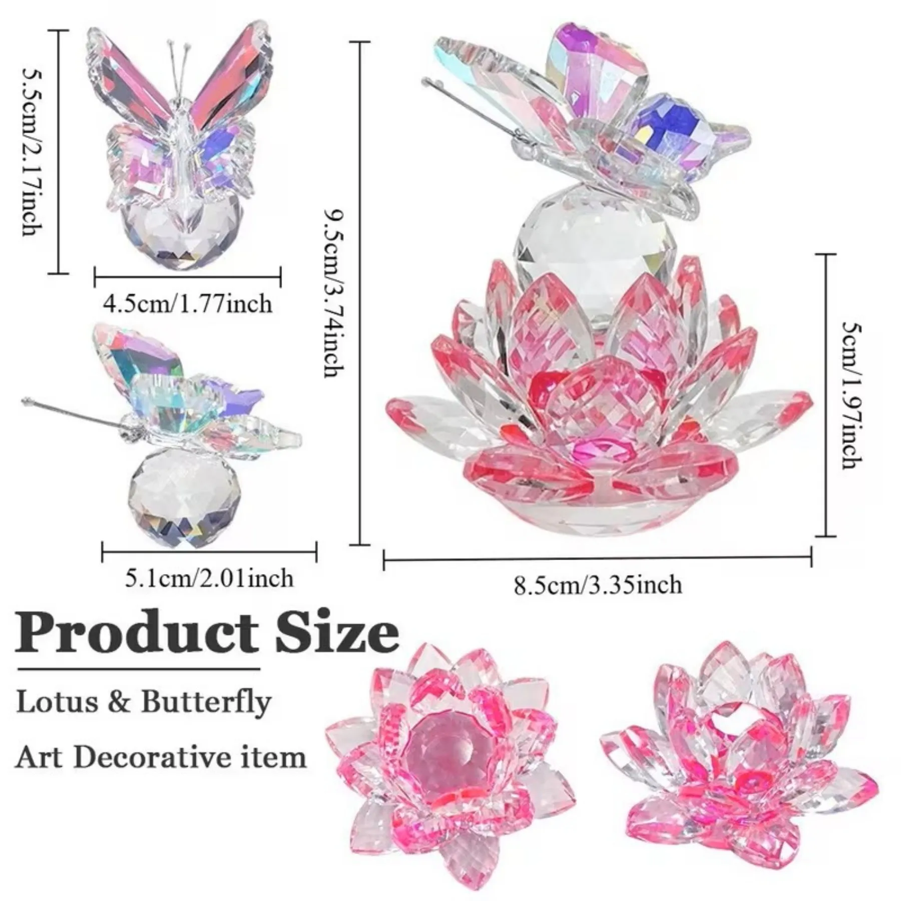 Crystal Lotus & Butterfly Ornament - Sun Catcher for Window, Desk Decor, Gift for Mom, Anniversary, Thanksgiving, New Year
