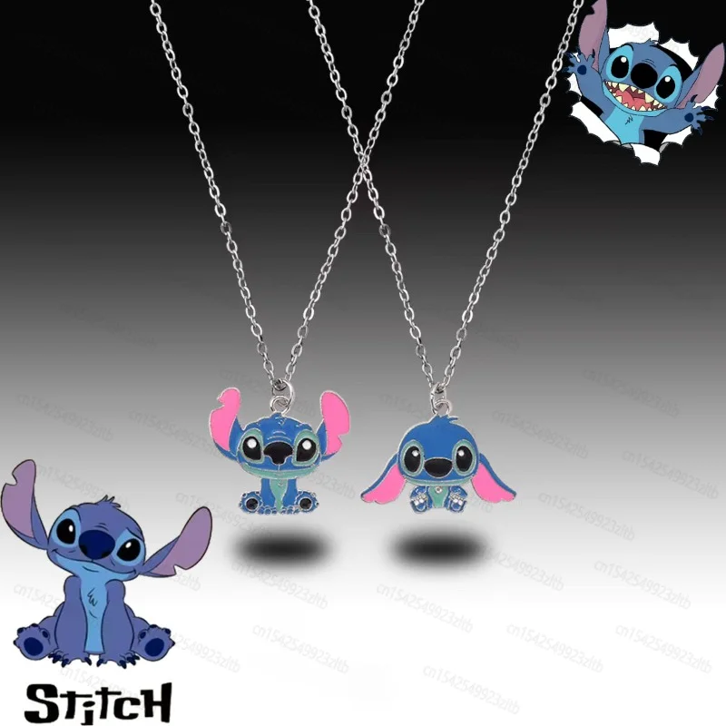 

New Disney Cartoon Lilo & Stitch Necklace for Kids Necklace Characters Kawaii Hip Hop Metal Pendant A Friend's Birthday Present