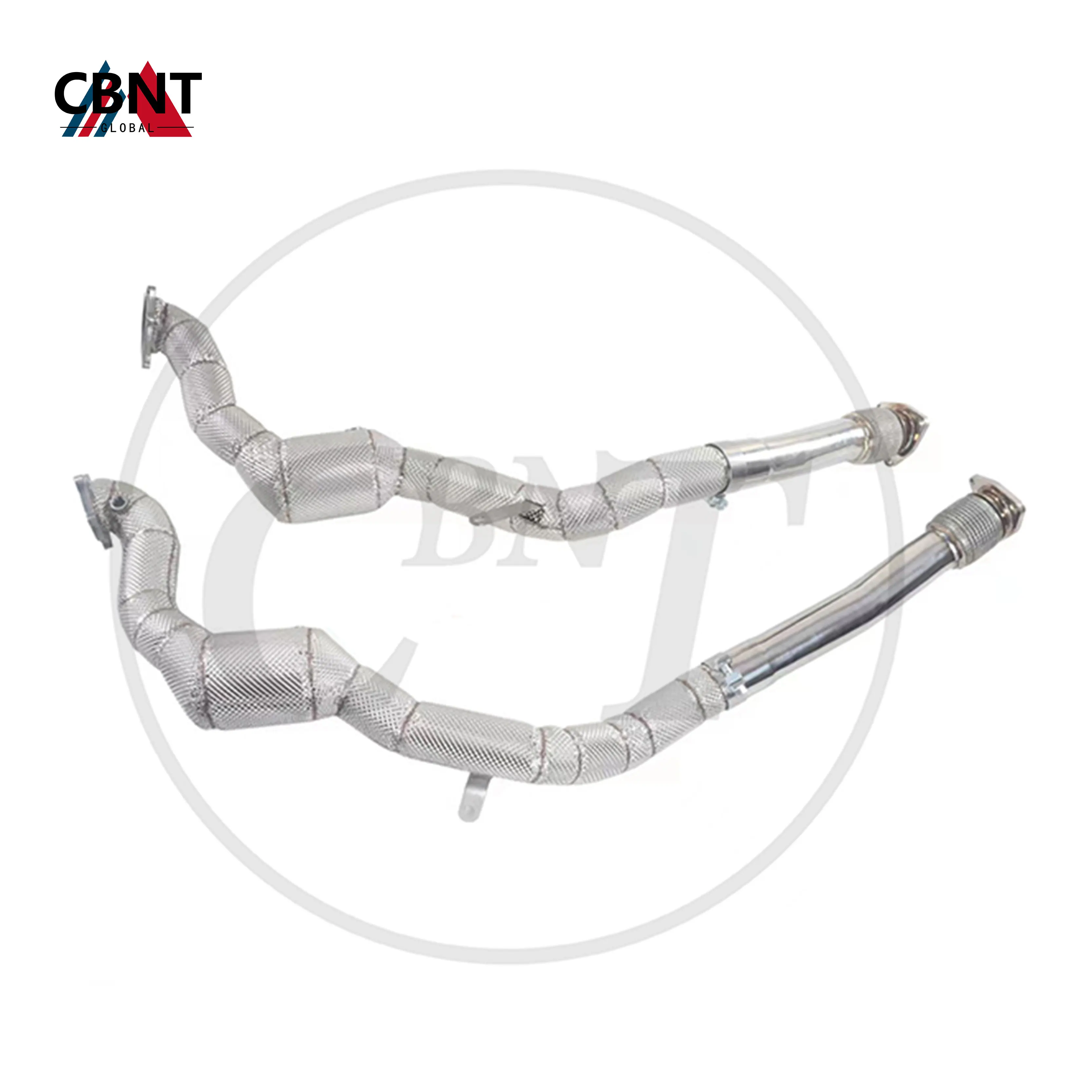 CBNT Catted/Catless Downpipe for Bentley Continental 4.0T Exhaust System Pipe with Heat Shield Performance SS304 Exhaust-pipe