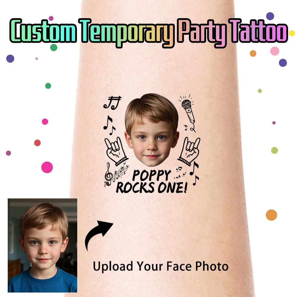 15pcs Custom Face Photo Tattoos Temporary Party Tattoos Personalized Face Sticker Design for Happy Birthday Parties Decor