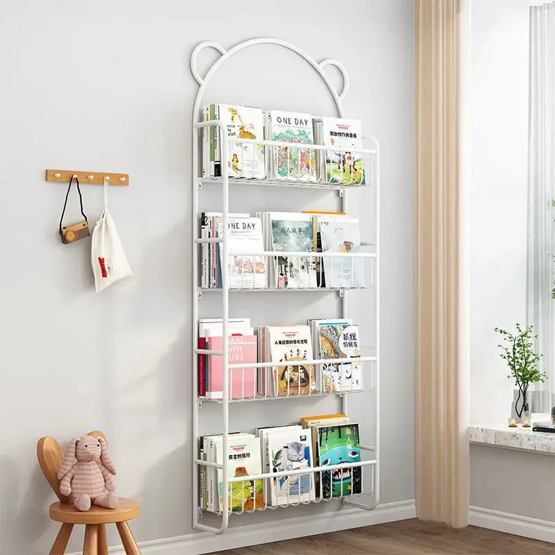 Children Bookshelf Nursery Book Rack Wall Mounted Floating Metal Iron Storage Small Bookcase Baby Biblioteca Room Furniture