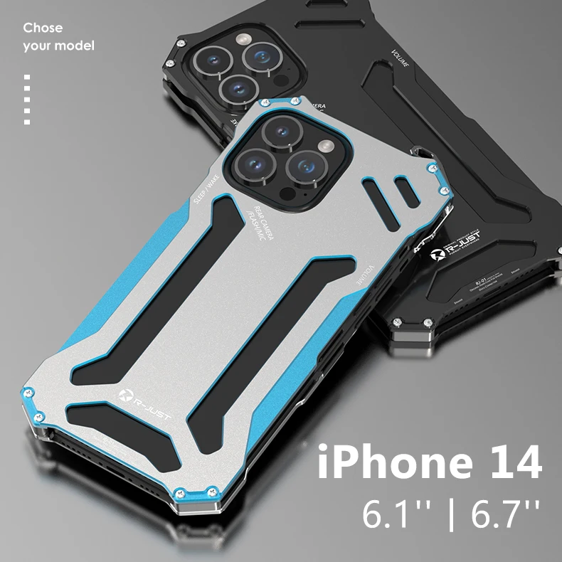 

Heavy Duty Metal Case For IPhone 13 14 15 Pro Max Plus Shockproof Aluminum Phone Cover For IPhon 12 11 Pro Max XS XR Hard Cover