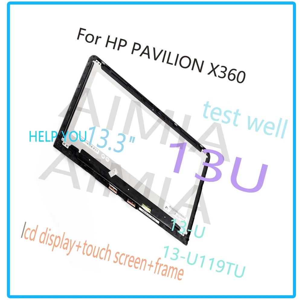 Test 13.3inch lcd for hp pavilion x360 13-u 13u lcd display touch screen digitizer assembly frame 13-u119tu 13-u m3-u lcd screen