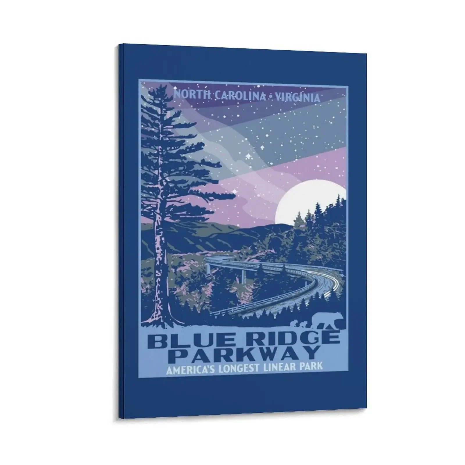 

Blue Ridge Parkway Original WPA Poster Style National Park Design Canvas Painting decor room decorations
