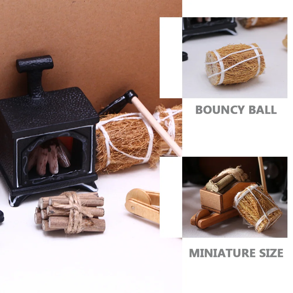 Winter Scene Model Layout Decor Mini Decorative Accessory Log Firewood Haystack House