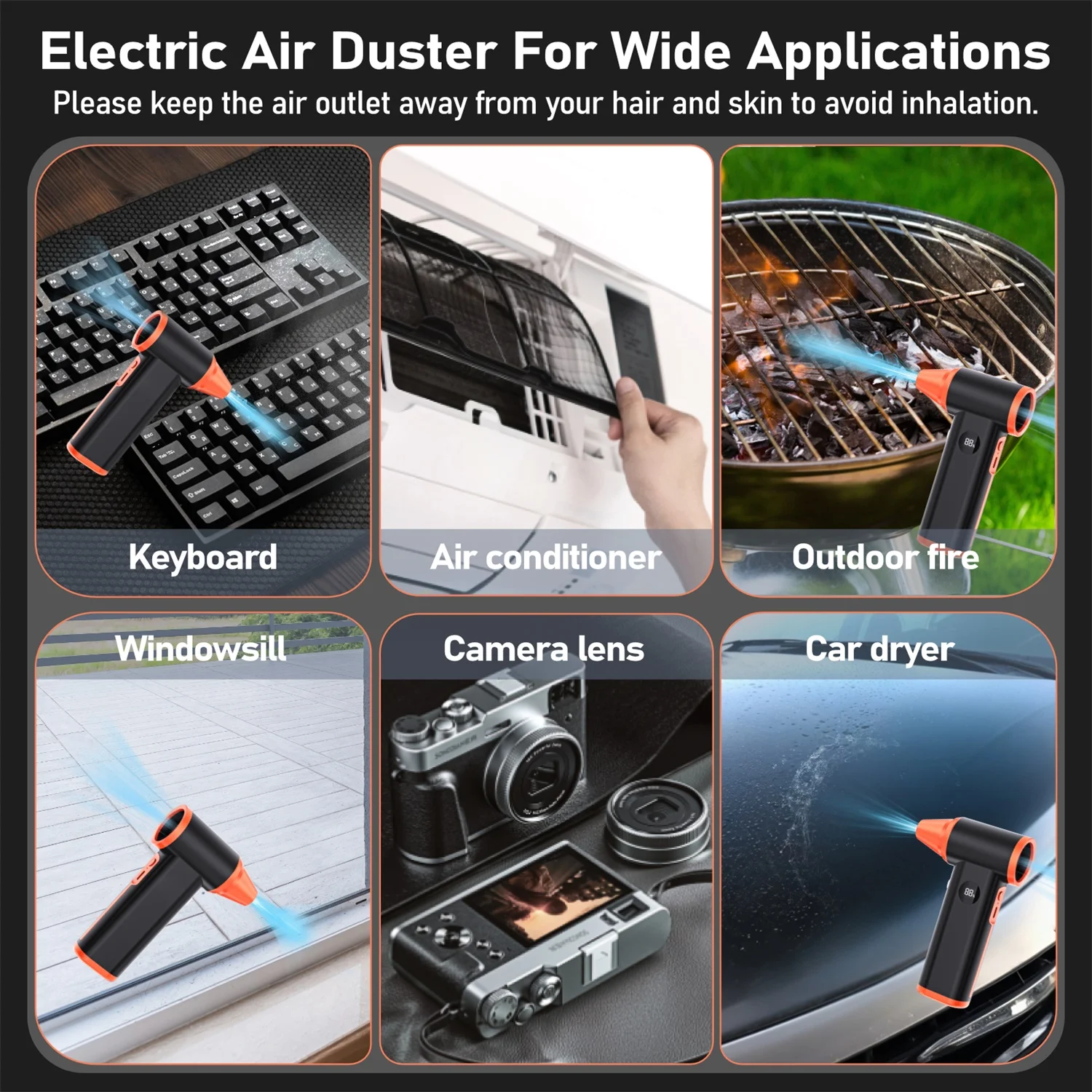 Perslucht Stofdoek 130000 RPM USB Draadloze Elektrische Stofdoek Borstelloze Motor Oplaadbare Blower voor PC Auto Computers Toetsenbord