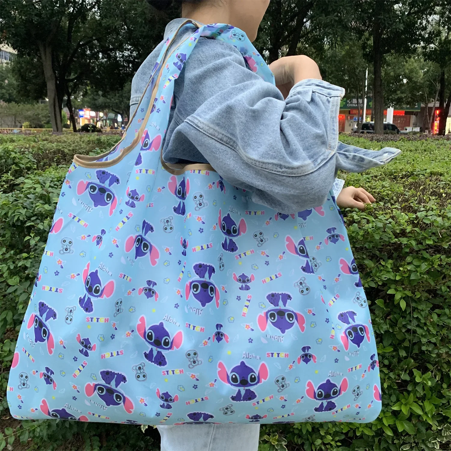 

Disney Stitch Shopping Bag Large Capacity Women Handbag Foldable Eco-Friendly Storage Wrap Girls Organizer Pouch Gifts