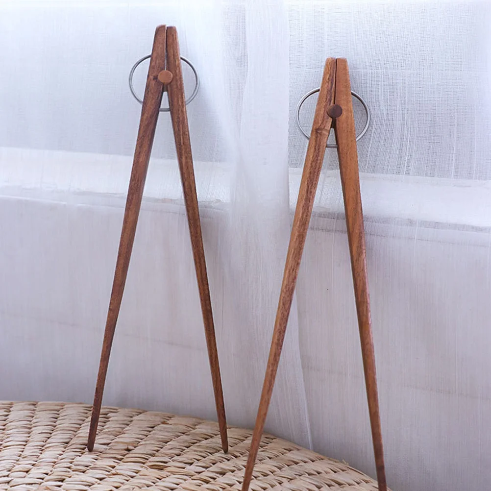 

1 pc Wooden Food Tongs Heat Insulated Barbecue Kitchen Tongs For Steak Bread Toast Dessert Wooden Cooking Utensils