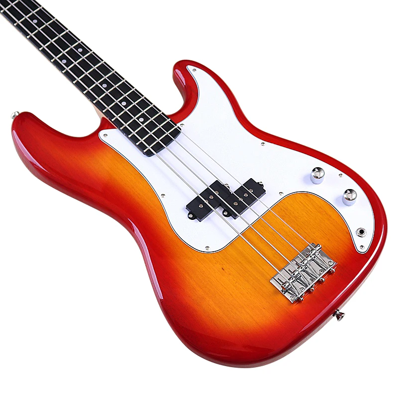 43 inch Electric Bass Guitar 4 String High Gloss PB Guitar Basswood Body 21 Frets Black Cherry Bass Guitar