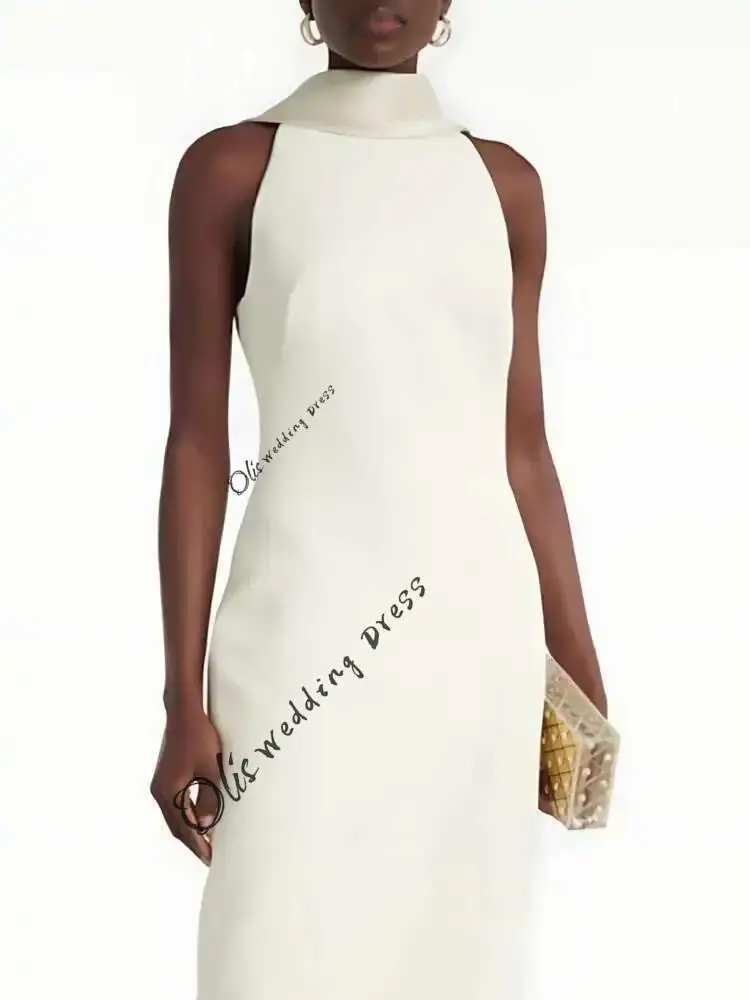 فستان حفلة موسيقية عاجي جديد مخصص 2025 مصنوع حسب الطلب بدون أكمام ورقبة قارب سويب تراين رداء حفلات رسمي كريستال حورية البحر ثوب مسائي