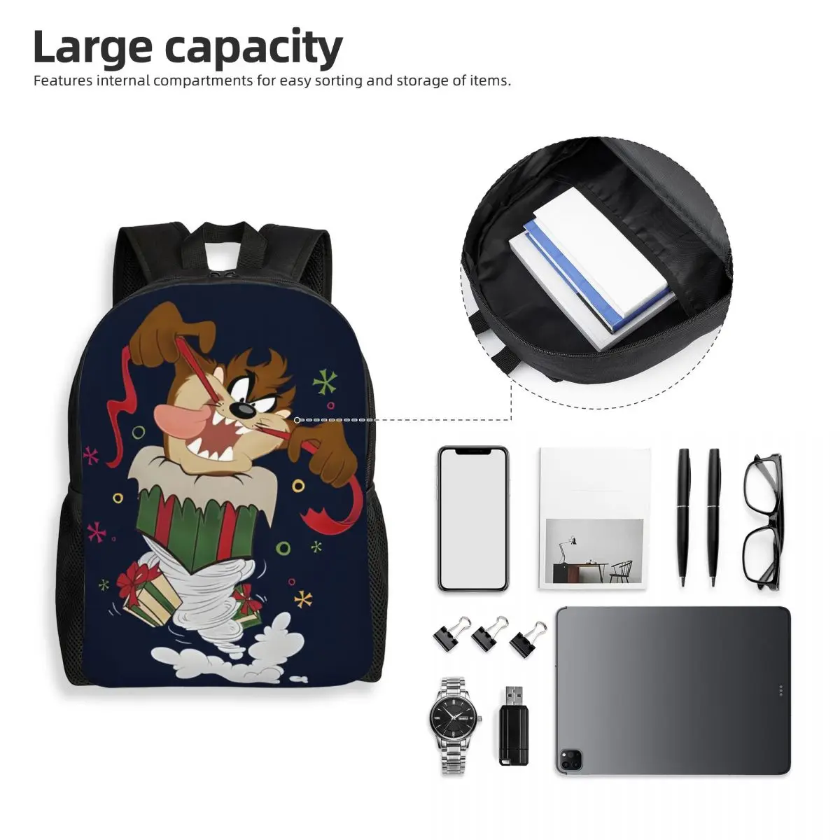 Aangepaste Devils-Tasmanianes TAZ rugzak dames heren casual boekentas voor school college animatie cartoontassen