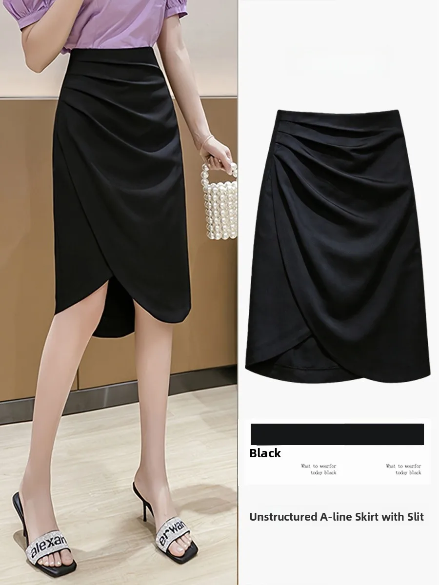 

Женская асимметричная юбка миди с высокой талией Ele, новая весенняя коллекция, облегающая, с запахом, А-силуэт, из полиэстера