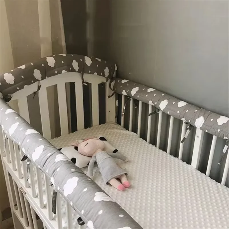 Simple Print Pattern Crib Bumper Children Bed Anti-collision Protection Strip Crib Guardrail Cotton Soft Wrapping Edge Cushion