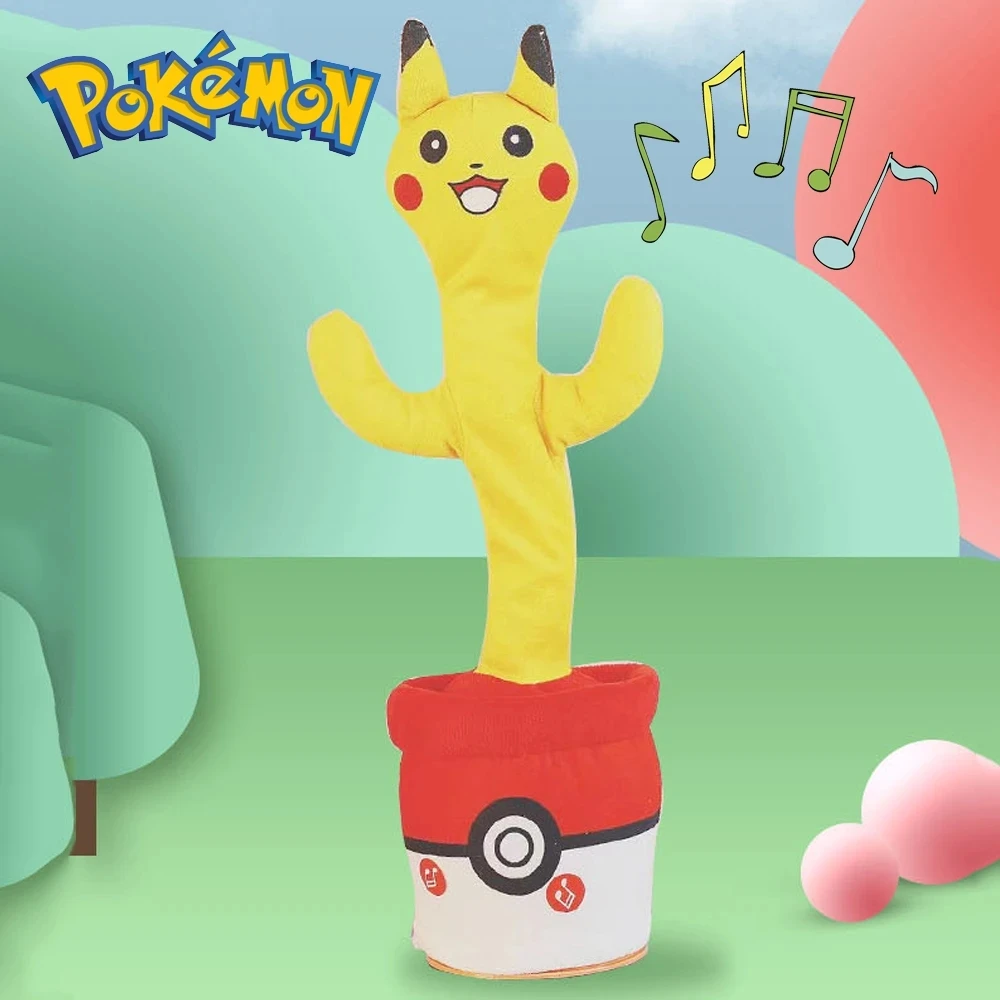 Pokemon Pikachu Dancing Cactus Repeat Talking Toy Song Speaker Wriggle Dancing Sing Toy Talk Plushie Stuffed Toy Baby Adult Gift