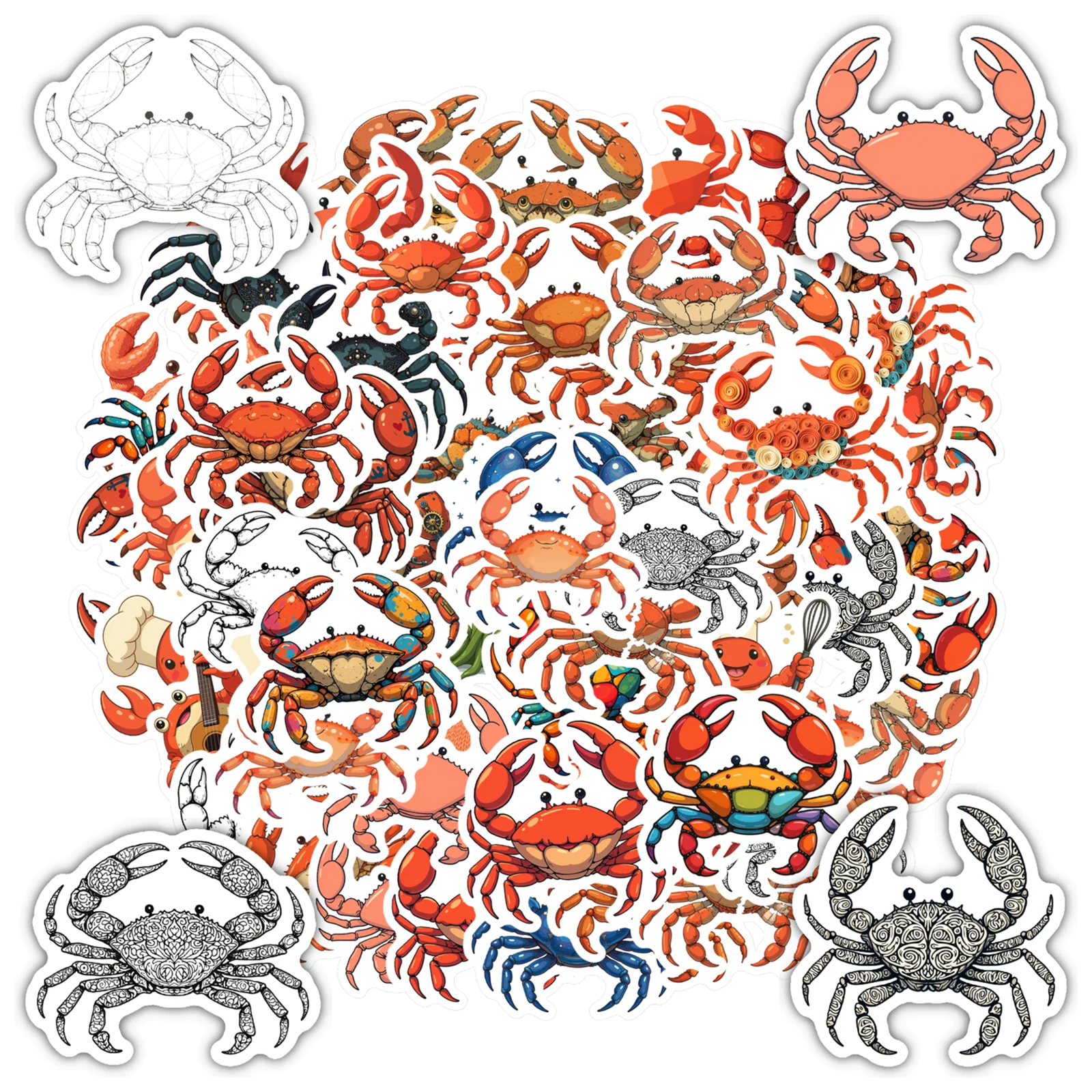 35pcs-100pcs Cartoon Ocean Stickers Cute Crab Stickers Animal Stickers For Laptop Luggage Scrapbook Diary Laptop