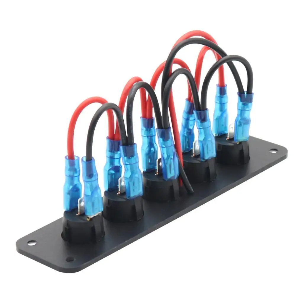 Panel Multifunction on Off Red LED Pre Wired Waterproof 5 Gang for Marine Truck Automotive Boat Bus