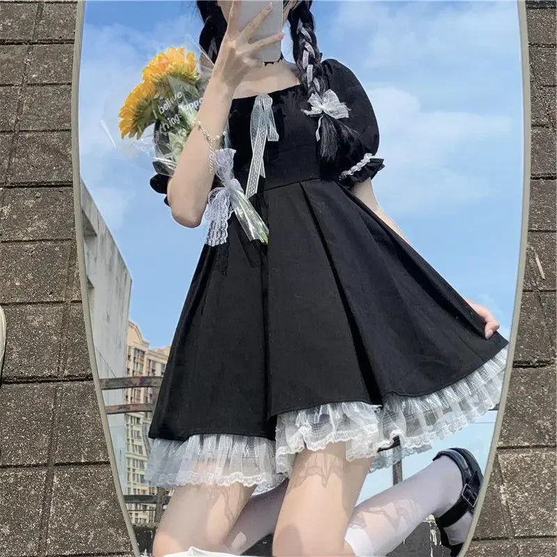 أزياء الصيف طالب المدرسة الثانوية موحدة لطيف هيبورن نمط فستان قصير تنورة سوداء اليابانية كلية نمط فتاة الإحساس 2025 #1